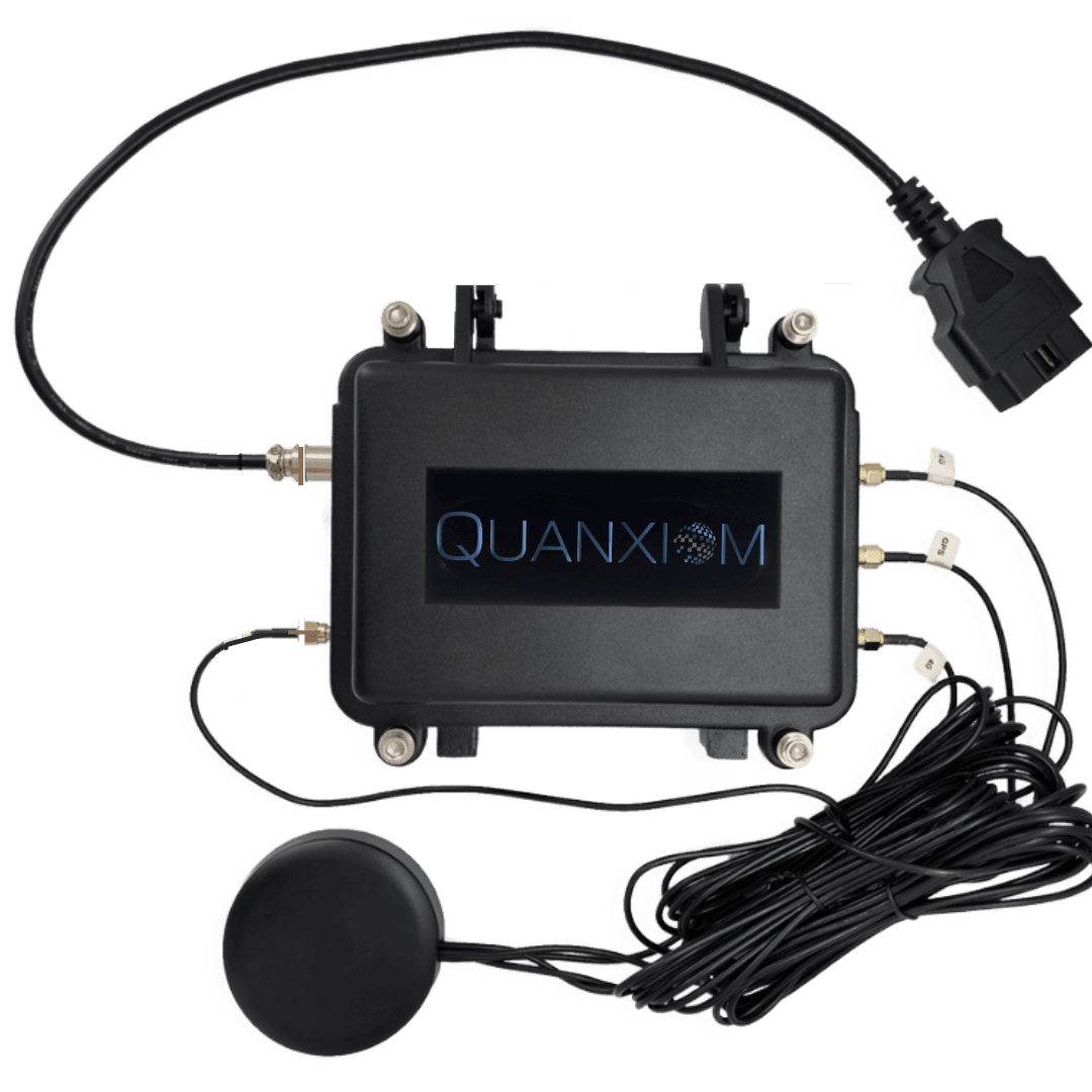 Quanxiom GPS interface showing a geofenced area and vehicle tracking